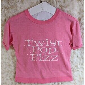 Wildfox Pink Pullover Shirt ~ XS ~ "Twist Pop Fizz" ~ Short Sleeve ~ Scoop Neck